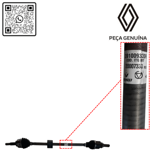 RN 09330R 391009330R Semi Eixo Direito SAN IILOG II B4D 1.0 12V 2